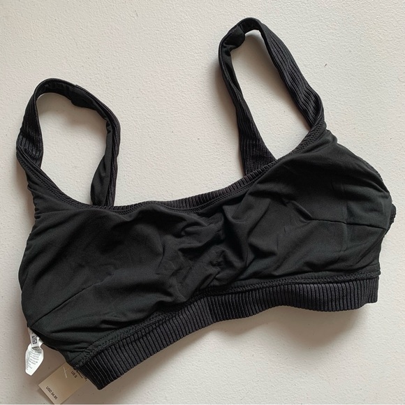 Aerie Black Shine Ribbed Banded Bikini Top Size Small NWT - Picture 9 of 15